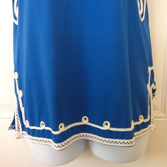 Objects D'art Royal blue and white short sleeve cold shoulder top - Picture 4 of 14